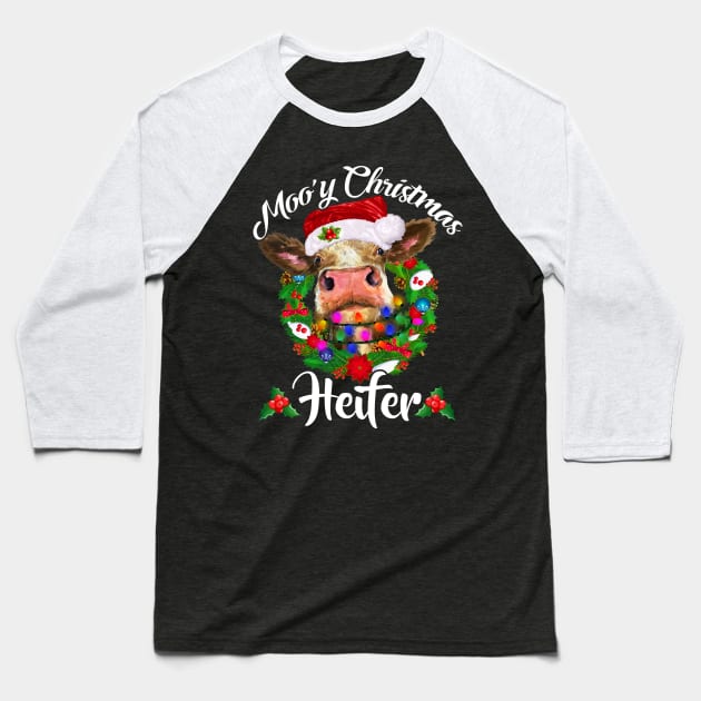 Moo_y Christmas Heifer Funny Farmer Gift Baseball T-Shirt by Dunnhlpp